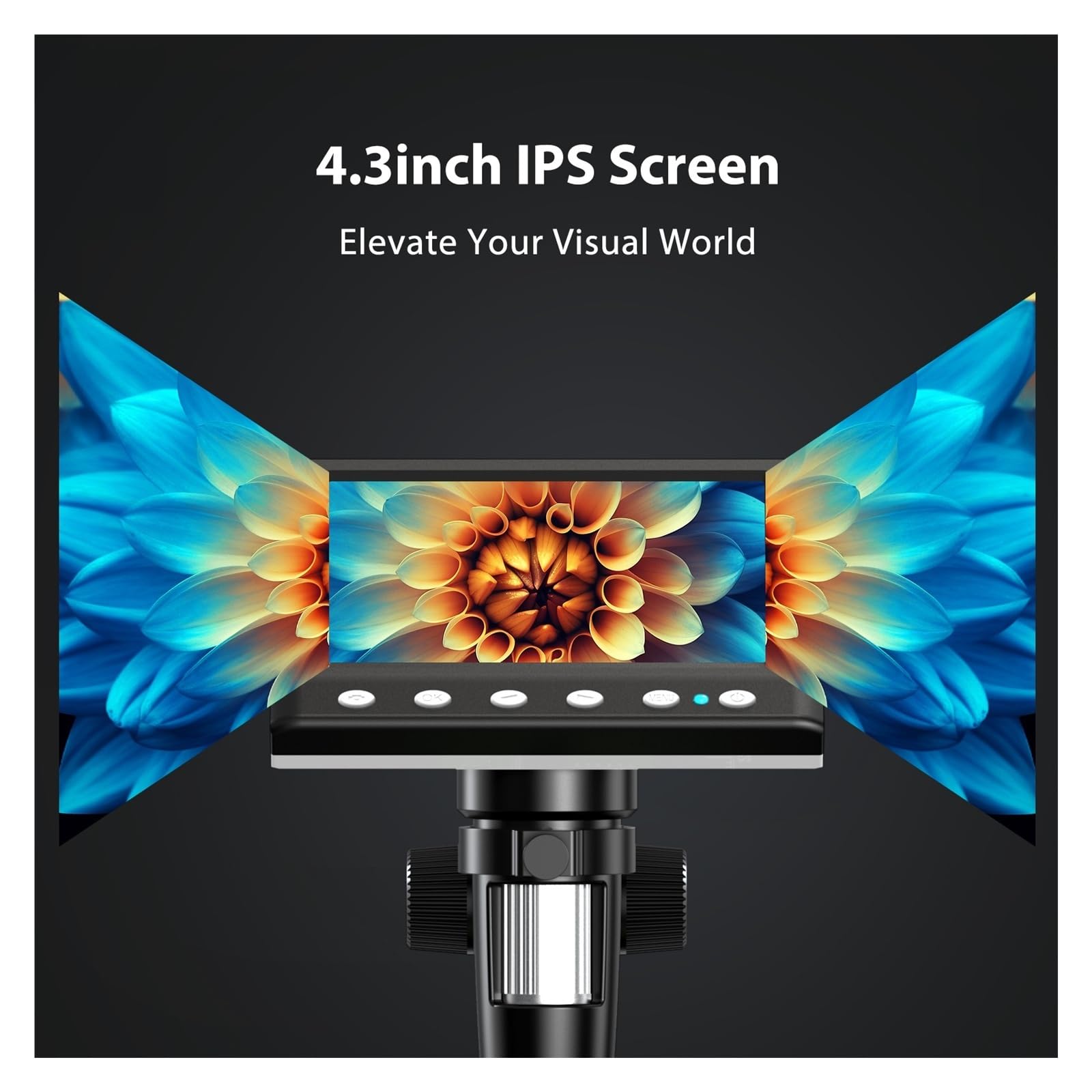 Mikroskop, Mikroskop monetowy IPS 4,3 cala, powiększenie 1000X, cyfrowy, 8 diod LED
