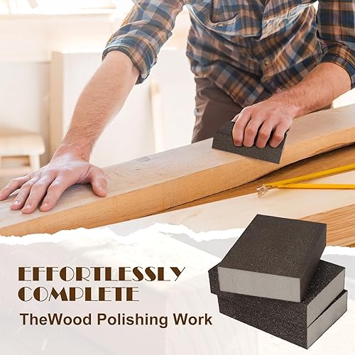 Miniatura 4 de Jamiikury Juego surtido de 6 bloques de lijado, bloque de arena esponja, lavable y reutilizable, bloque de papel de lija húmedo y seco para paneles