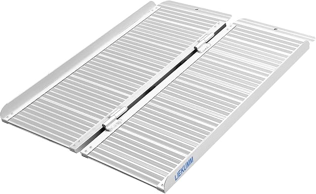 LIEKUMM 90Lx72W 300KG Capacity Wheelchair Ramps for Home,Steps,Stairs,Handicaps,Doorways, Folding Aluminium Ramp for Wheelchairs