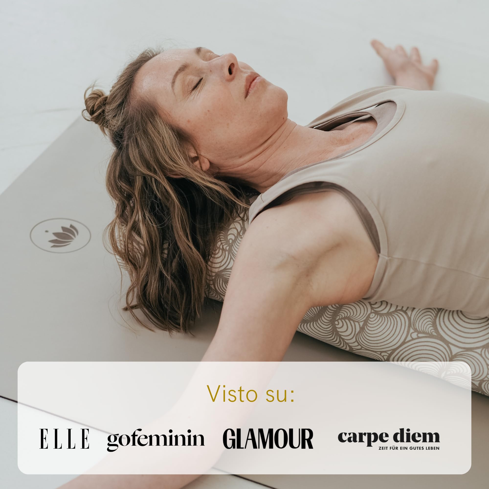 LOTUSCRAFTS Cuscino Yoga per Yin Yoga, rullo, fodera lavabile in cotone biologico, cuscino con imbottitura in kapok, rullo pilates, cuscino da meditazione