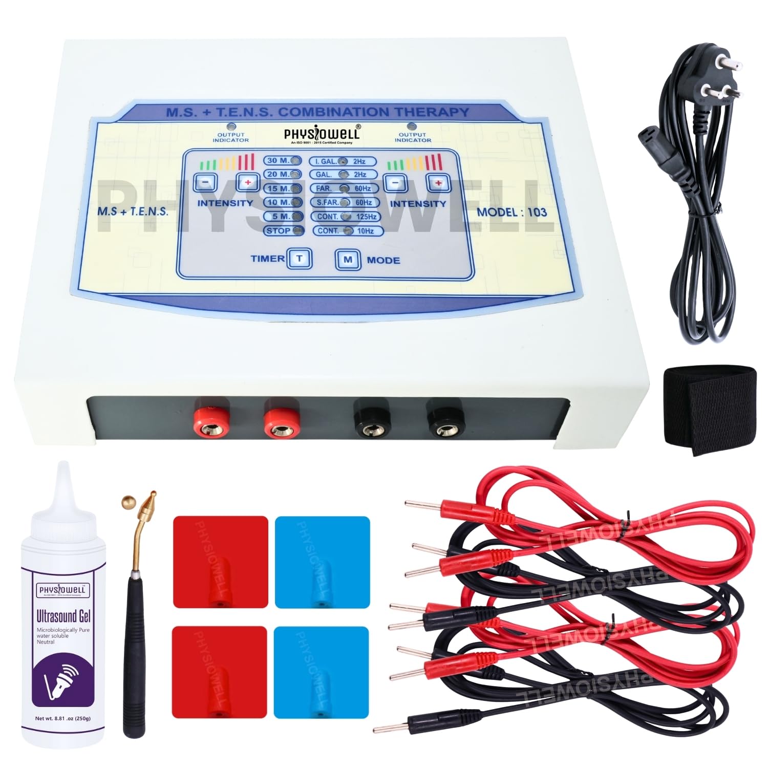 Physiowell Tens Muscle Stimulator combination Professional Physiotherapy Portable Nerve Stimulator Electrotherapy Physiotherapy Machine with one year Warranty. (Electrode Pad)