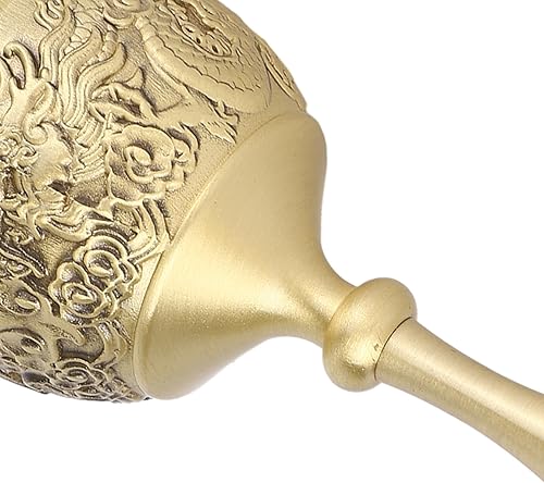 Miniatura 5 de Campana de mano, exquisita campana de llamada grabada de latón, campana decorativa para restaurante, artesanía decorativa para niños, adultos,