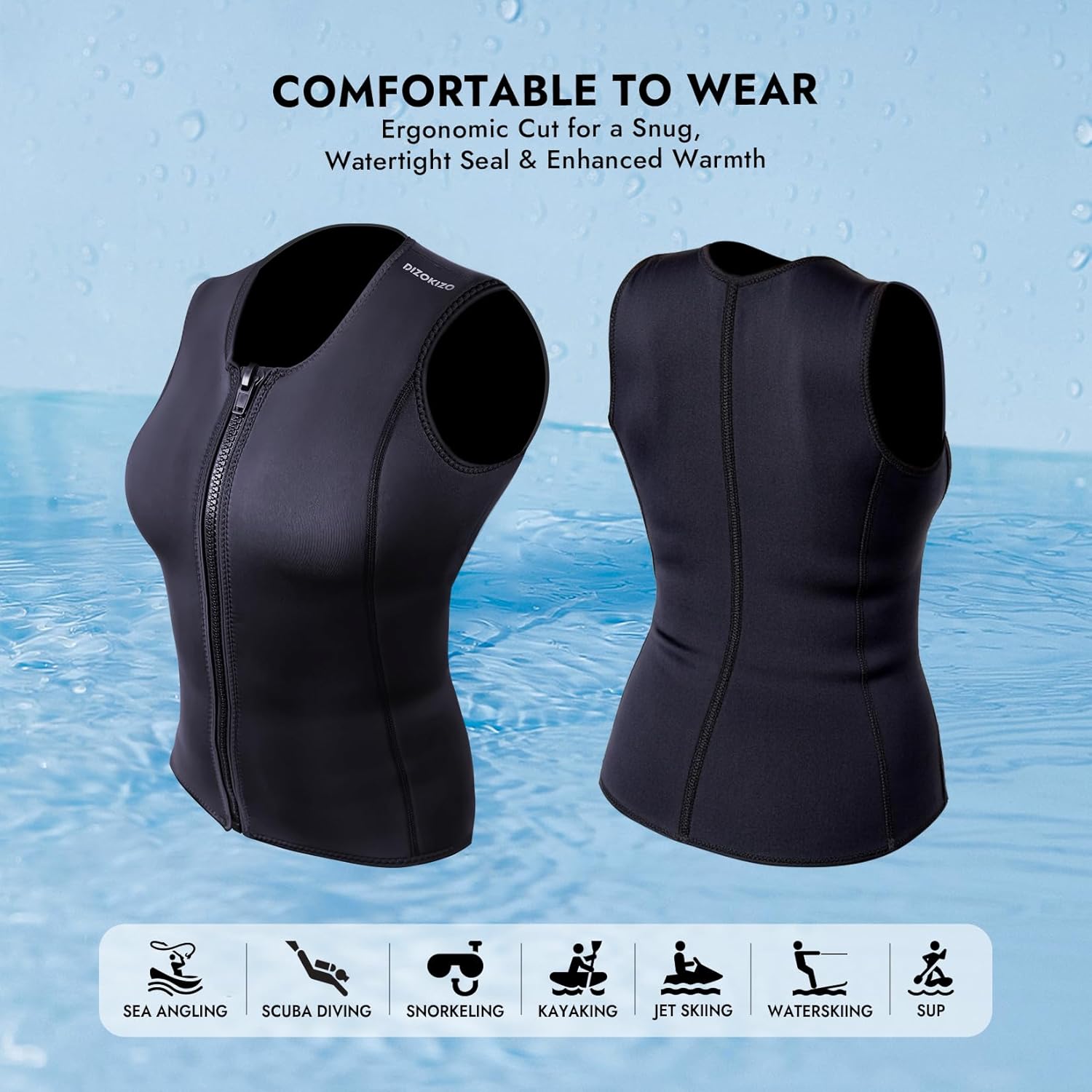 Wetsuit Top 3mm Neoprene Thermal Sleeveless Swimming Tops for Men Women Dive & Swim Vest for Scuba Diving Surfing Sailing Slimming Sauna - Image 5
