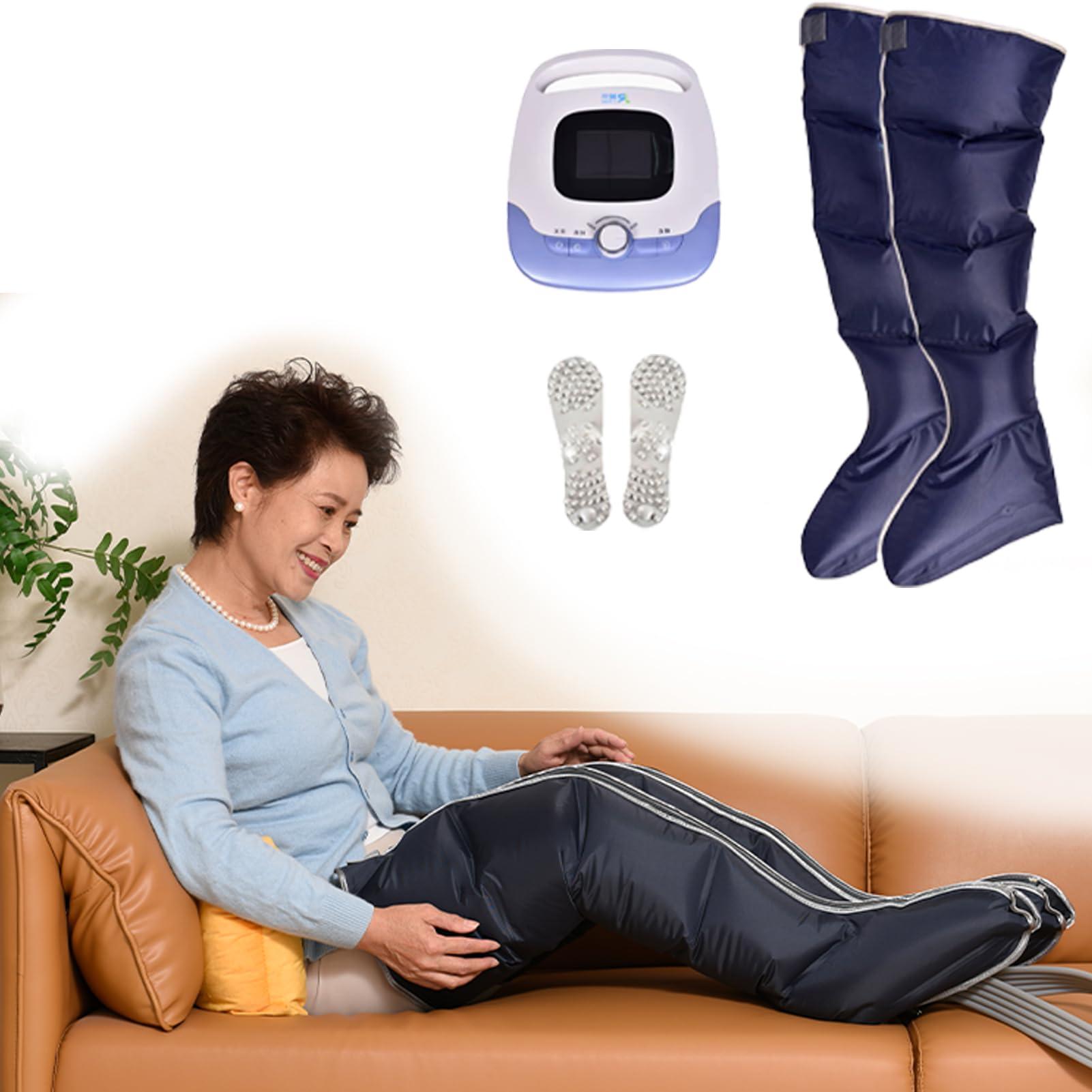 5-Kammer-Luftkompressions-Körpermassagegerät mit Heizfunktion, Entspannungsfunktion für Taille, Arme und Füße, elektrische Druckmassage für die Beine, für Ganzkörpermassage, Pressotherapie und Ly