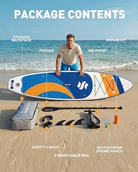 SOLAVERO 11'Inflatable Stand Up Paddle Board Kit, for Adults & Youth