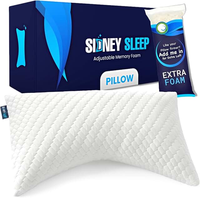 Sidney Sleep Side Sleeper Pillow For Neck And Shoulder Pain - Adjustable Memory Foam Bed Pillow For Side Sleepers - Firm O...