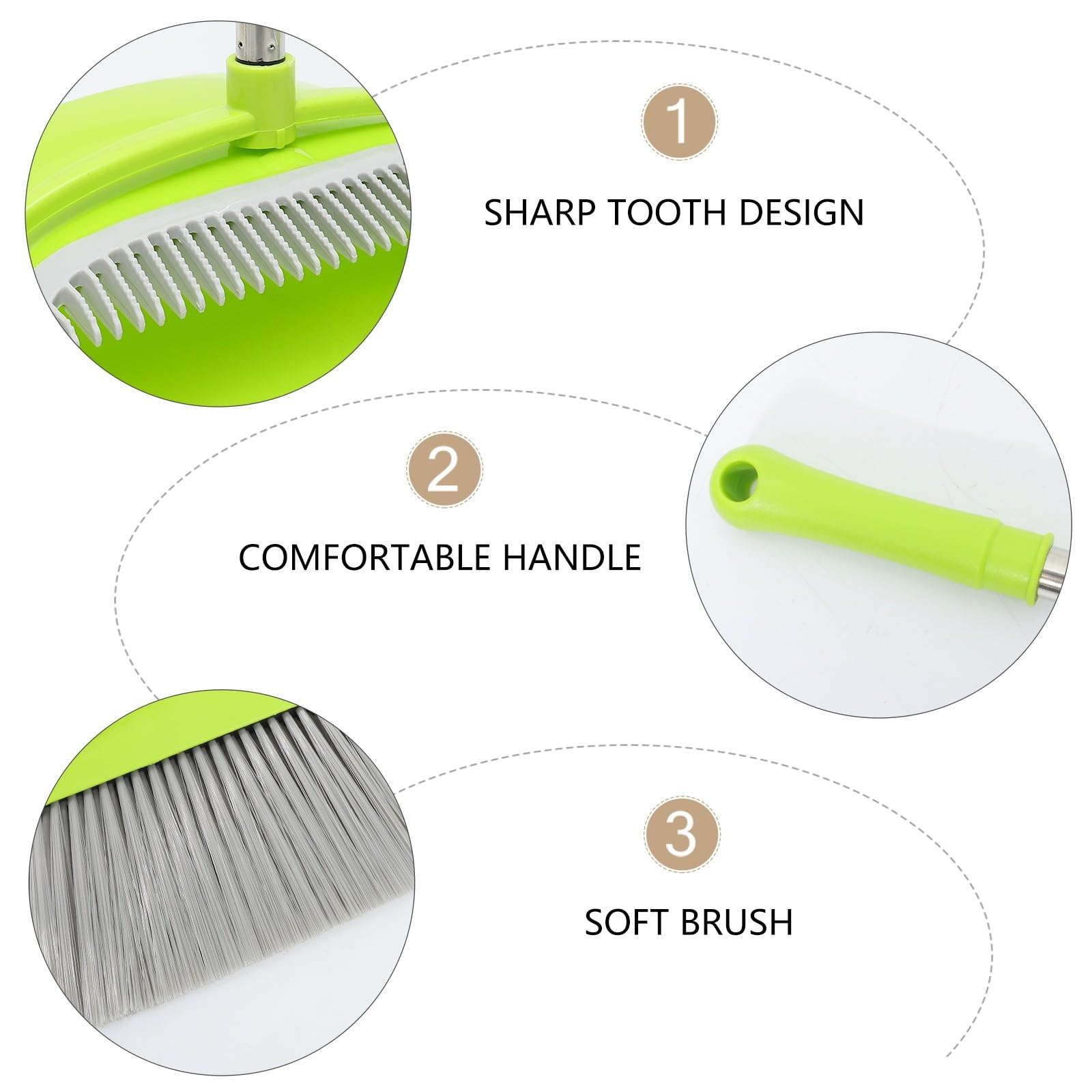 Cabilock Kit de Escoba y Recogedor y Recogedor Plástico Mango de Acero Inoxidable para Limpieza Hogar para Uso en Interiores y Almacenes
