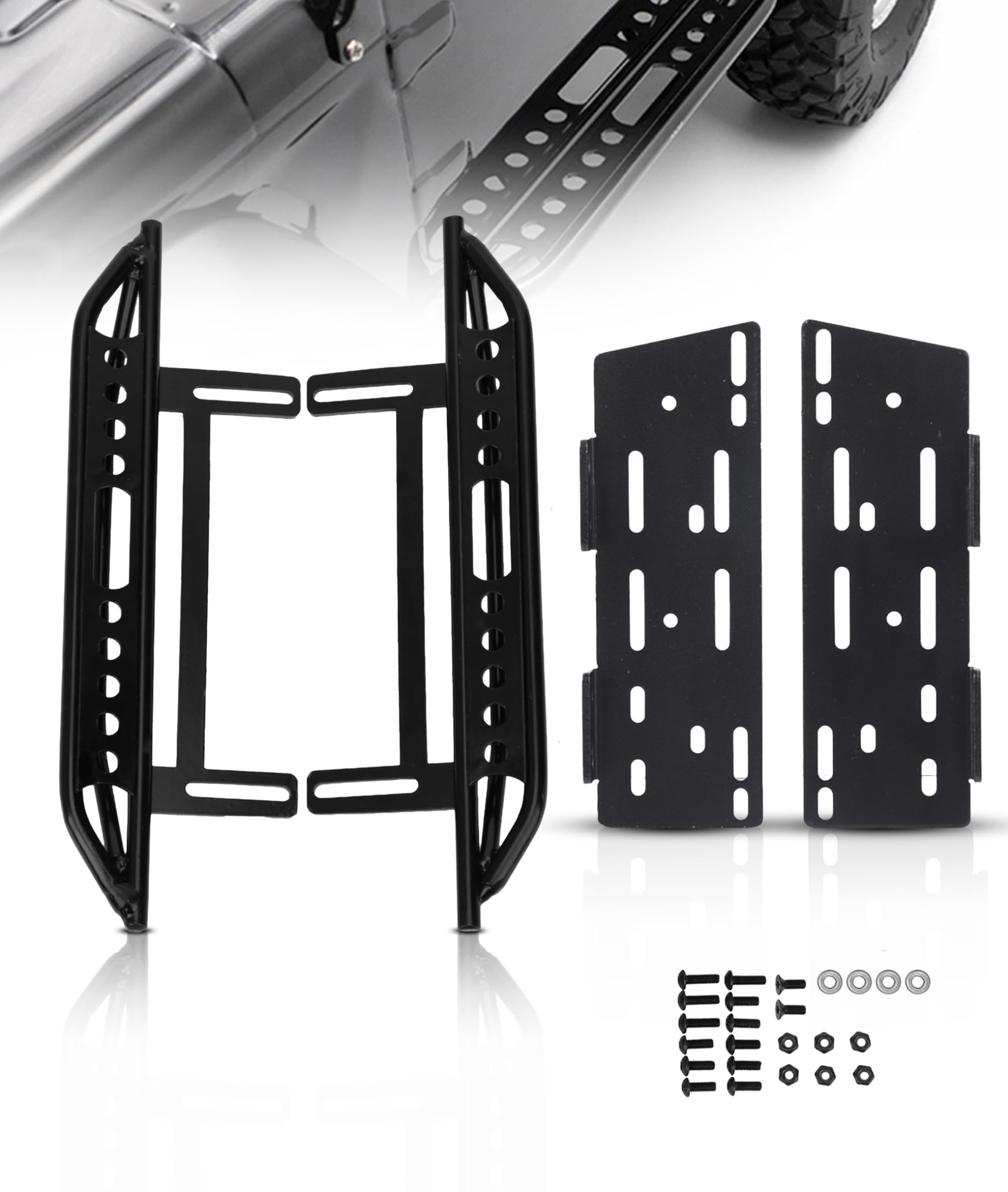 Gugxiom RC Metal Side Pedal, Metal Side Step Board for Axial SCX10 II 90046 Crawler 1/10 RC Car, Plate Simulation Foot Pedal, RC Side Board RC Crawler Side Pedal, GUGXIOMUHKAFXMCW8