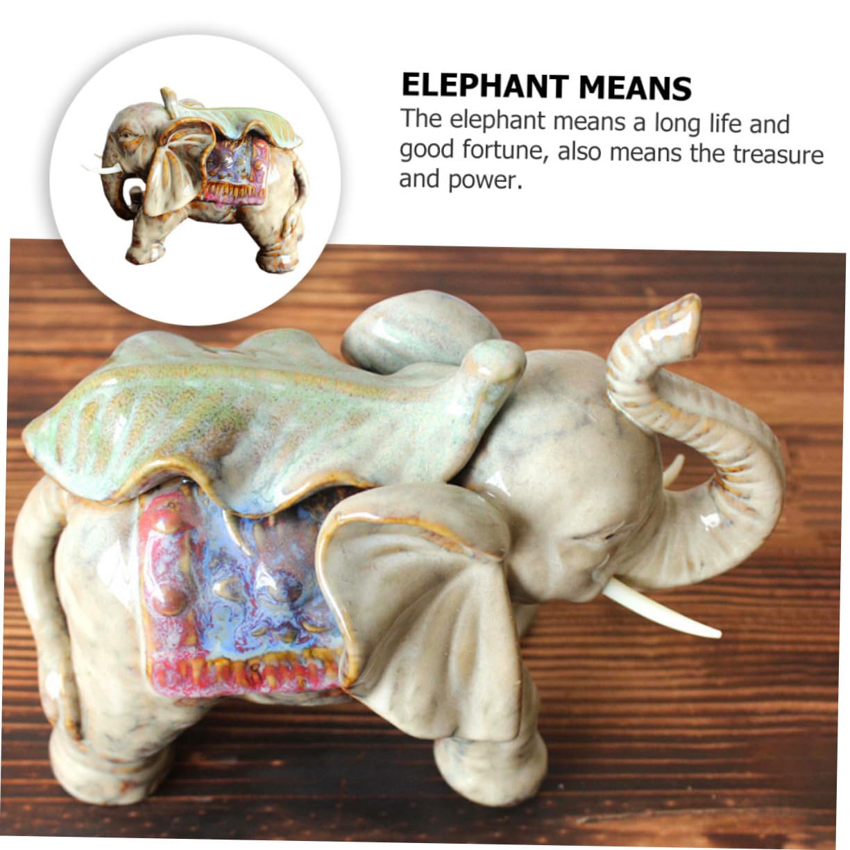 Ciieeo Estatua de Elefante de Cerámica Decorativa, Adorno Creativo