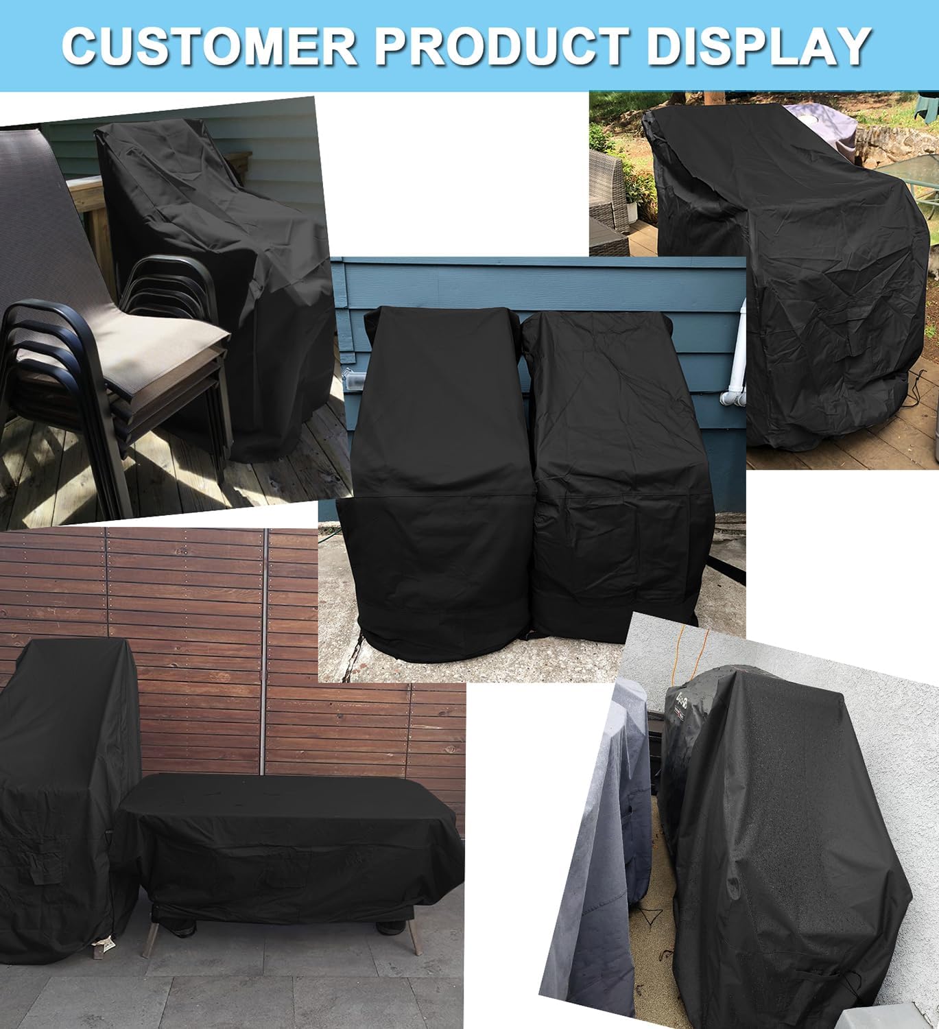 WOMACO Stackable Patio Chair Cover Waterproof Outdoor Stacking High Back Chair Cover Water Resistant Outside Furniture Tall Chair Protector (1 Pack - 29.5"L X 29.5"W X 47"H, Black)