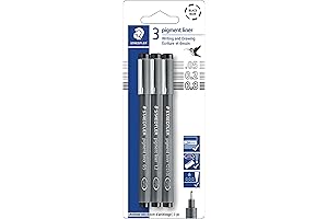 Pigma Micron Black Line Art Pens, 3 Assorted Sizes