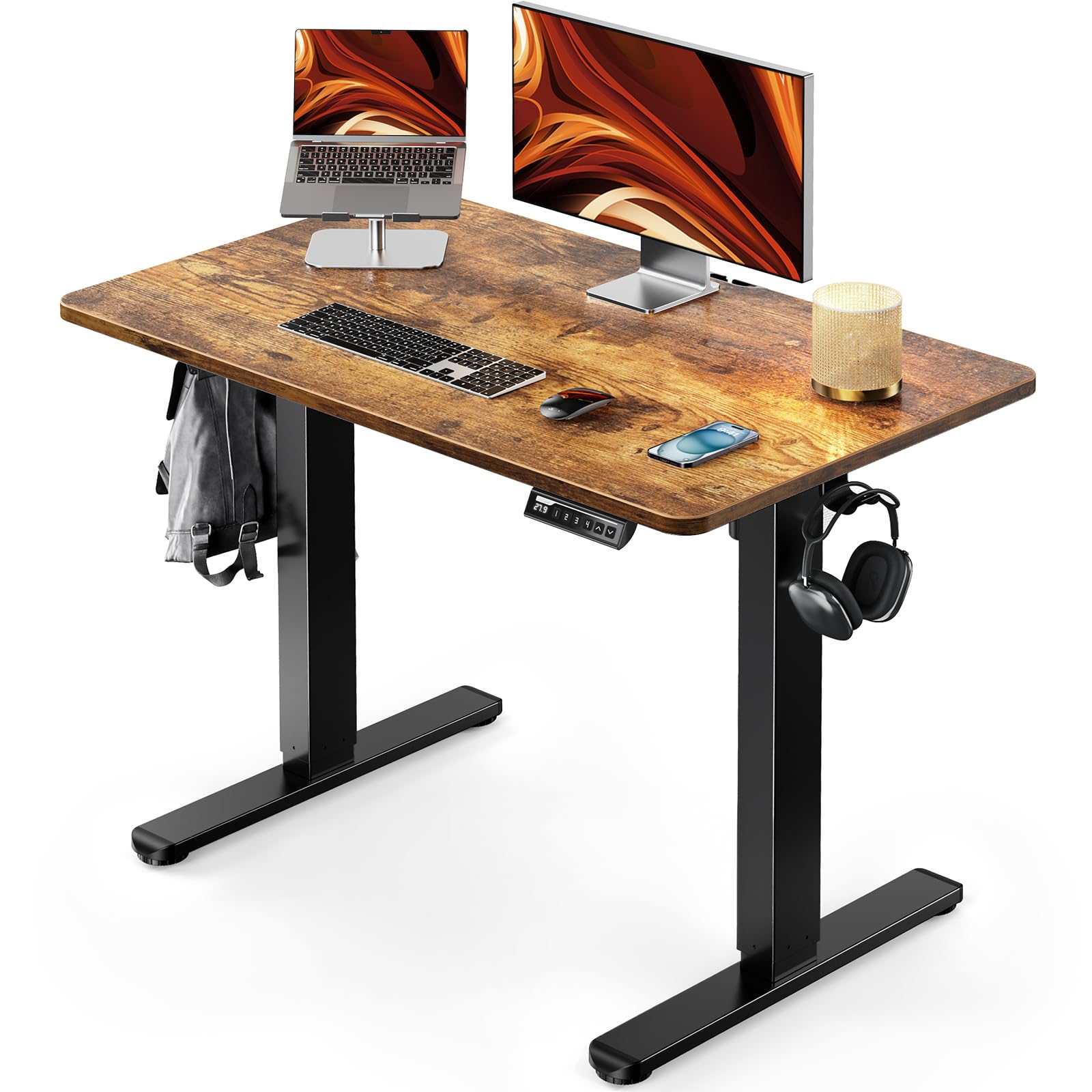 ErGear 一枚板電動昇降式デスク 幅100cm奥行き60cmナチュラル木目調 Amazon.co.jp: ErGear 電動 昇降式デスク 一枚天板