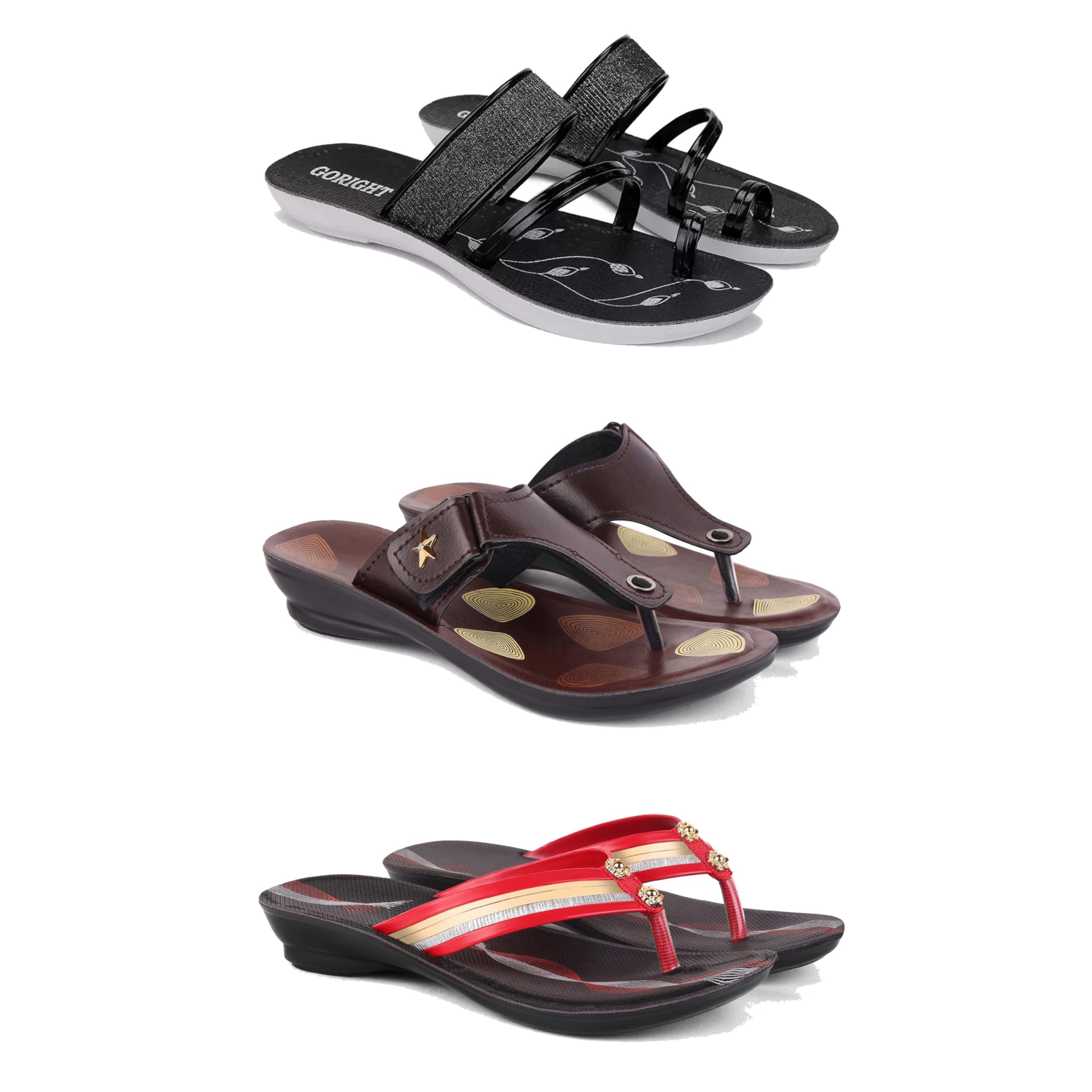 Women's Comfortable Sandal,Casual Lightweight Sandal for Everyday Wear for women's(ZRC-(COMBO-3)-1946-1963-1958)-image-26