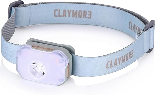 Claymore HEADY2 Luz recargable gris menta  350 lúmenes faro 3 modos de luz USB-C recargable IP54 resistente al agua hasta 40 horas de tiempo de