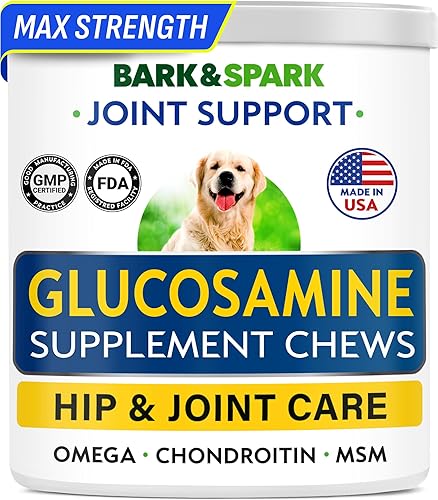 BARK&SPARK Suplemento de glucosamina condroitina para cadera y articulaciones para perros - Alivio del dolor articular - Masticables de cadera y