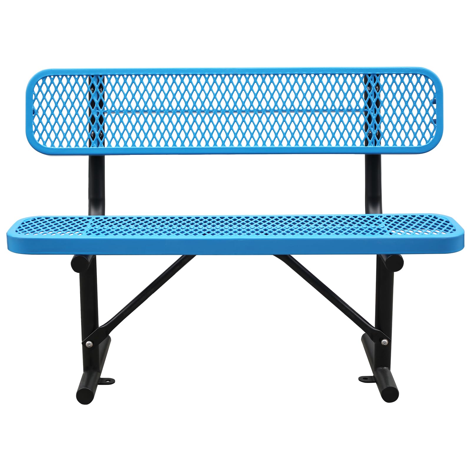 Jinrrenyi 4FT/48INCH Heavy Duty Metal Park Bench for Outside, Outdoor Garden Benches with Backrest & Portable Frame, Expanded Metal Mesh Bench for