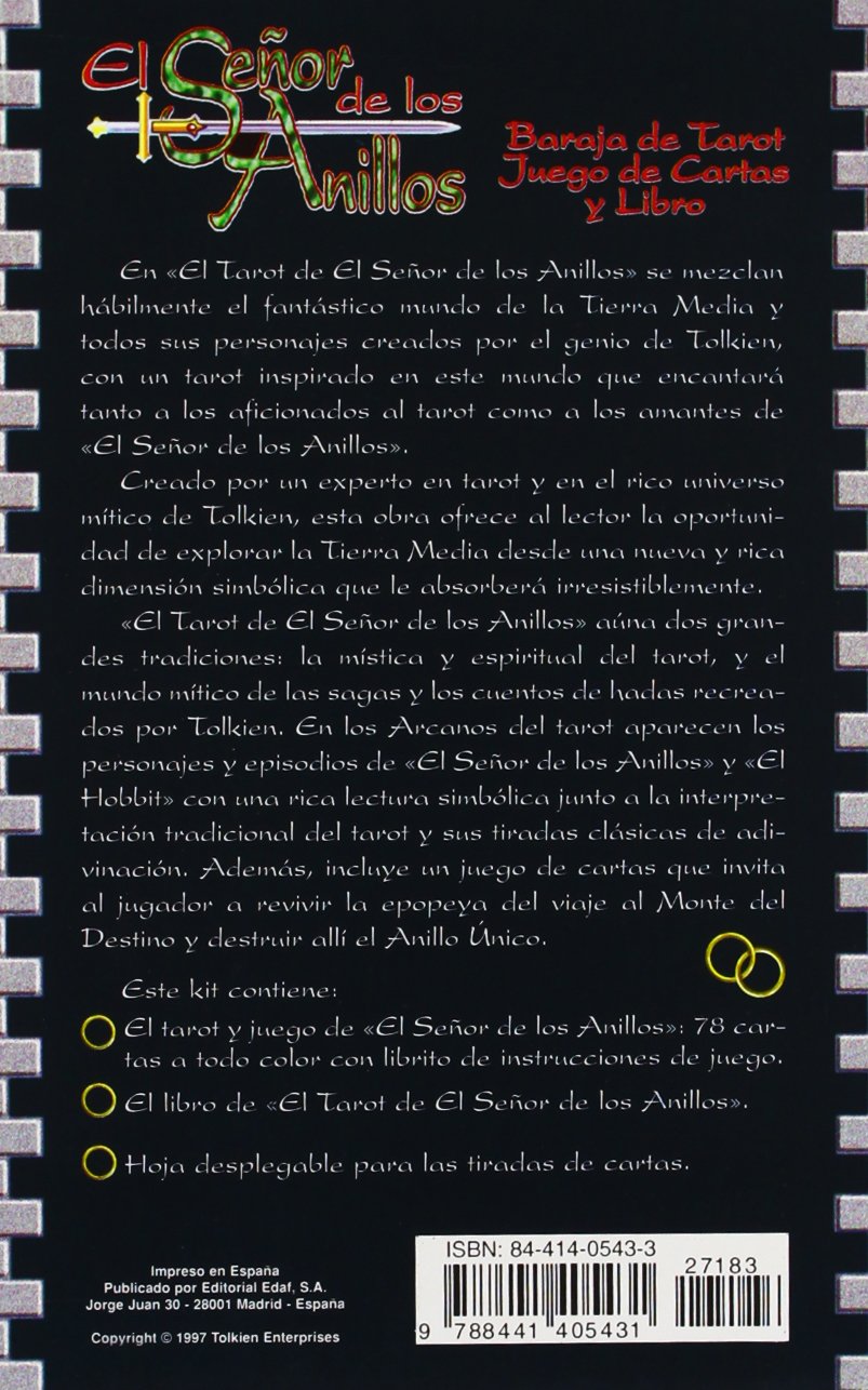 El señor de los anillos / The Lord of the Rings: Baraja de Tarot, Juego de Cartas y Libro