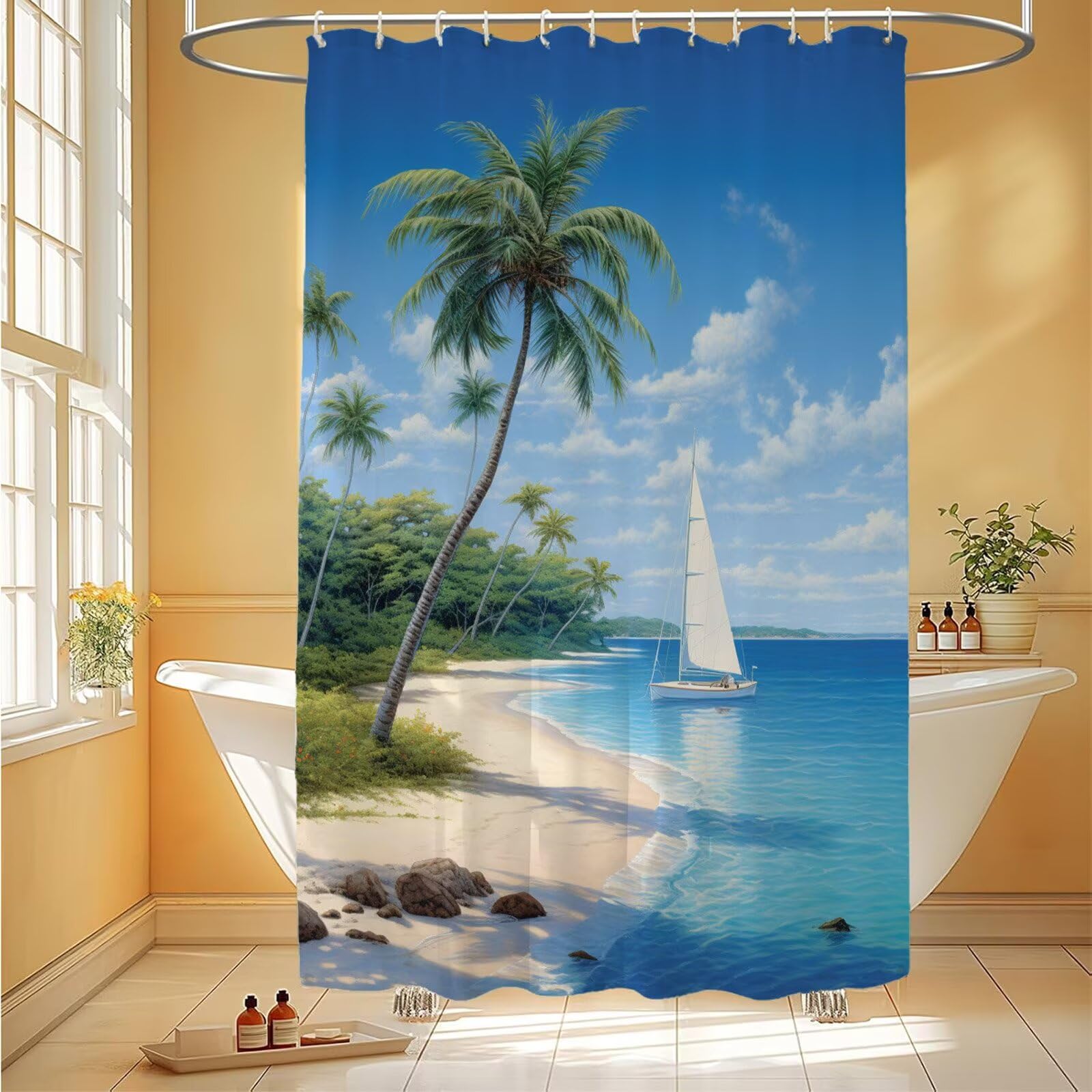 Shower curtain océan imperméable 190x190 cm avec 12 crochets