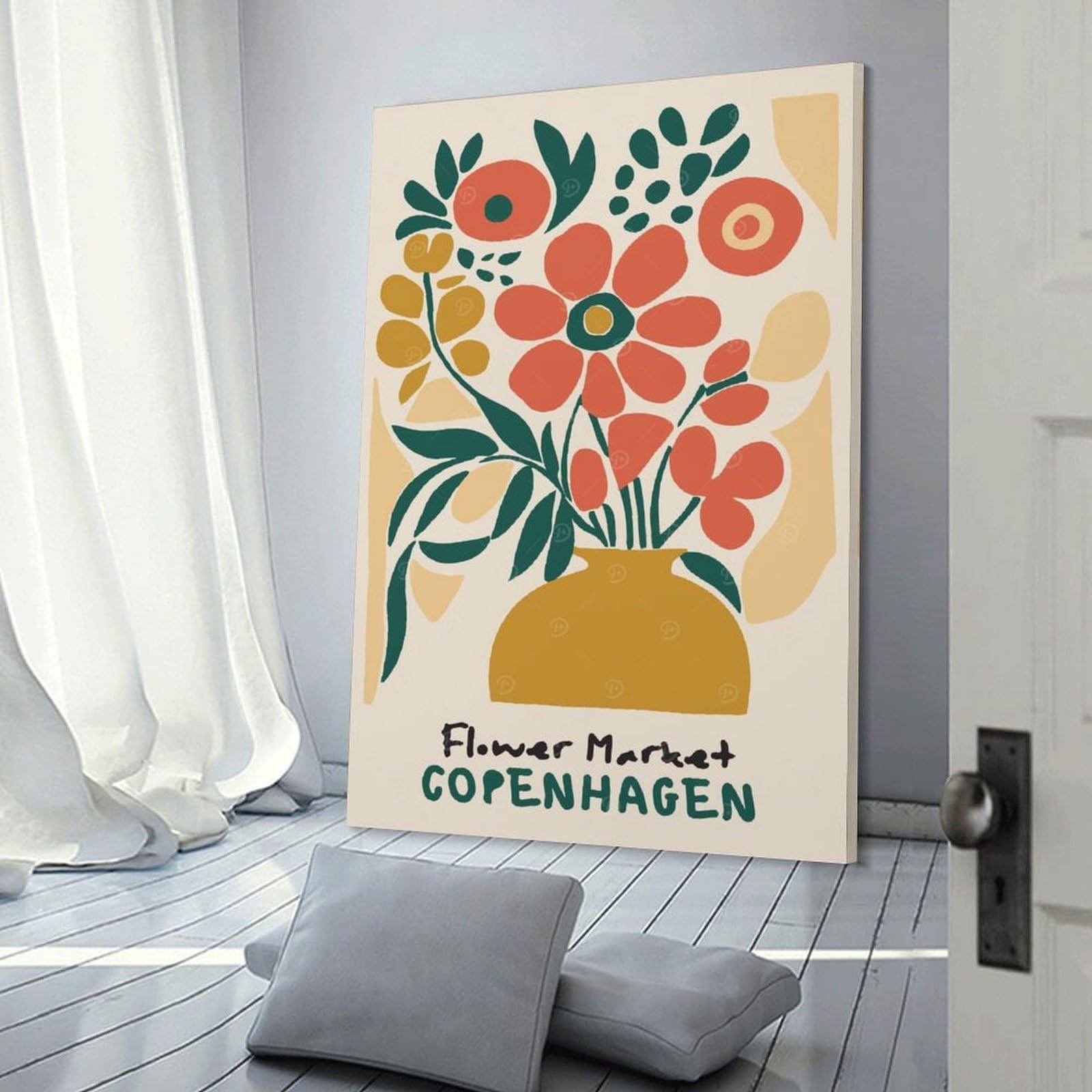 Junmoney Copenhagen Flower Market Canvas Wall Art, 16x24inch(40x60cm), for Entrance Walls, Hall Decor Or Foyers, Wall Decor to Refresh Empty Corners