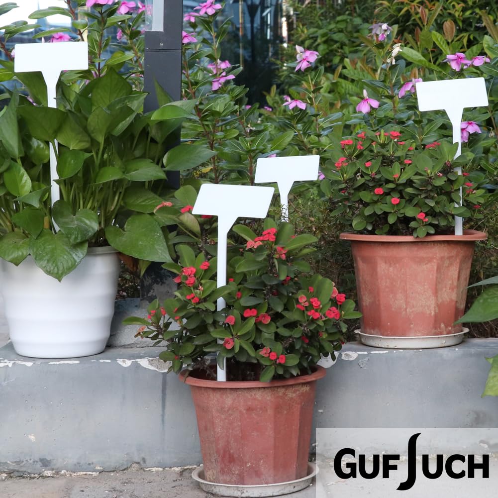 Lot de 50 grandes étiquettes de plantes d'extérieur en plastique imperméable de type T, marqueurs durables, parfaites pour les herbes, les fleurs, les légumes (hauteur : 30 cm)