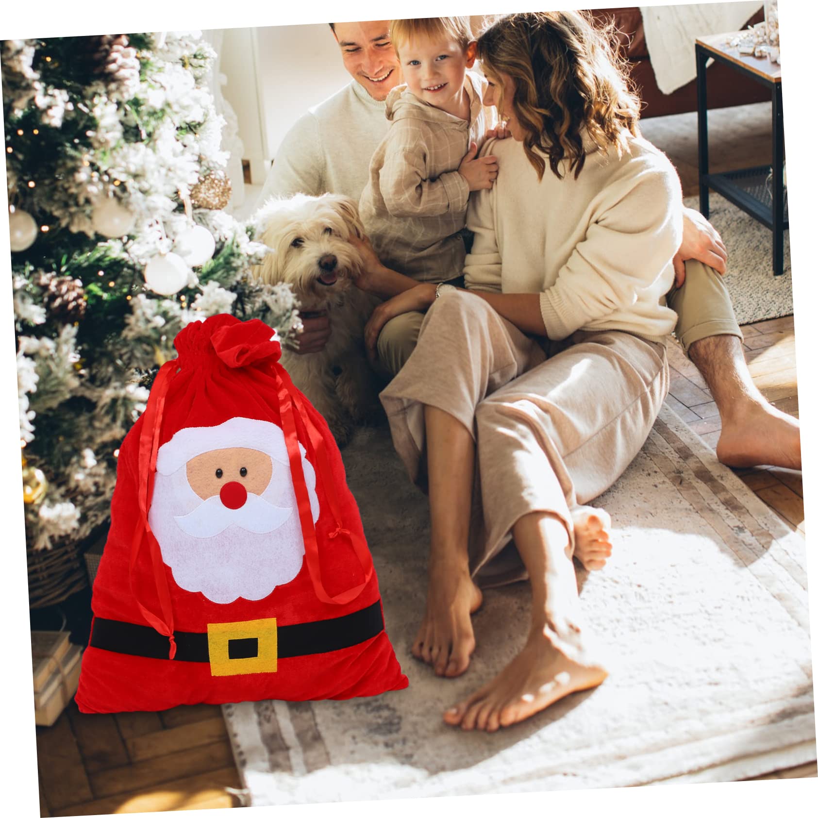 FRCOLOR 3 Piezas Bolsa de Bolsa de almacenamiento navideña bolsas de de fiesta de navidad christmas bag bolsas navideñas bolsa de dulces bolso de lazo de Paño