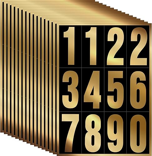 Tenare 192 unidades, 16 juegos de calcomanías de números para buzón de correo, vinilo reflectante, impermeables, para números de residencia y buzón,