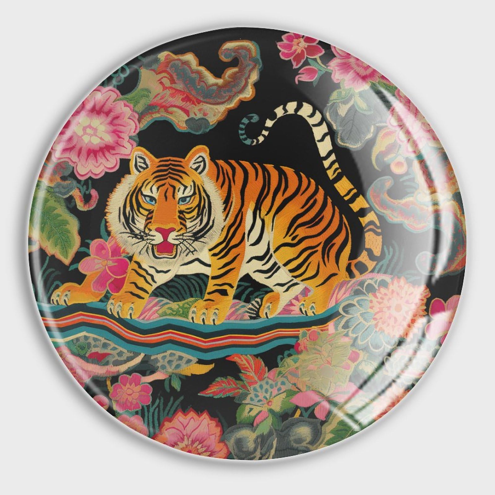 Imanes de refrigerador de estilo asiático, imanes pequeños de vidrio, diseño de tigre, floral, chinoiserie, divertidos imanes de estilo chino exóticos para la escuela, hogar, cocina,