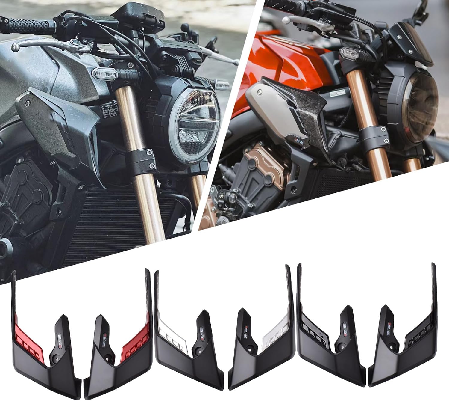 Motorcycle Side Panel Fairing Winglets Cowl Frame Guard Spoiler Fairing Kits Replacement for HO&ND&A CB650R CB-650-R Accessories 2019-2025 CB 650 R Side Wing Deflector (Black)