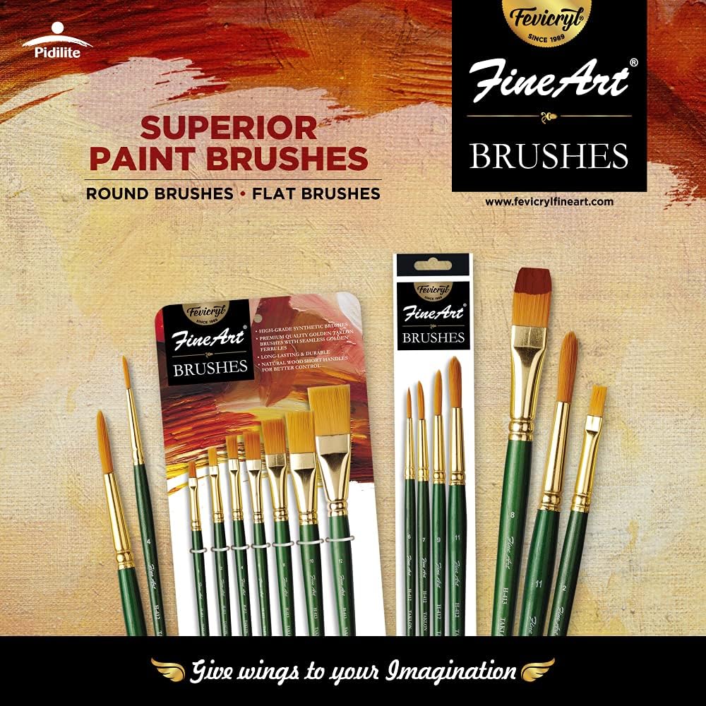 Fine Art Pidilite Fevicryl Tr-7 Code (S-412) Painting Round Shape, Paint Brush Set of 7, (Size: 0,2,4,6,8,10,12)