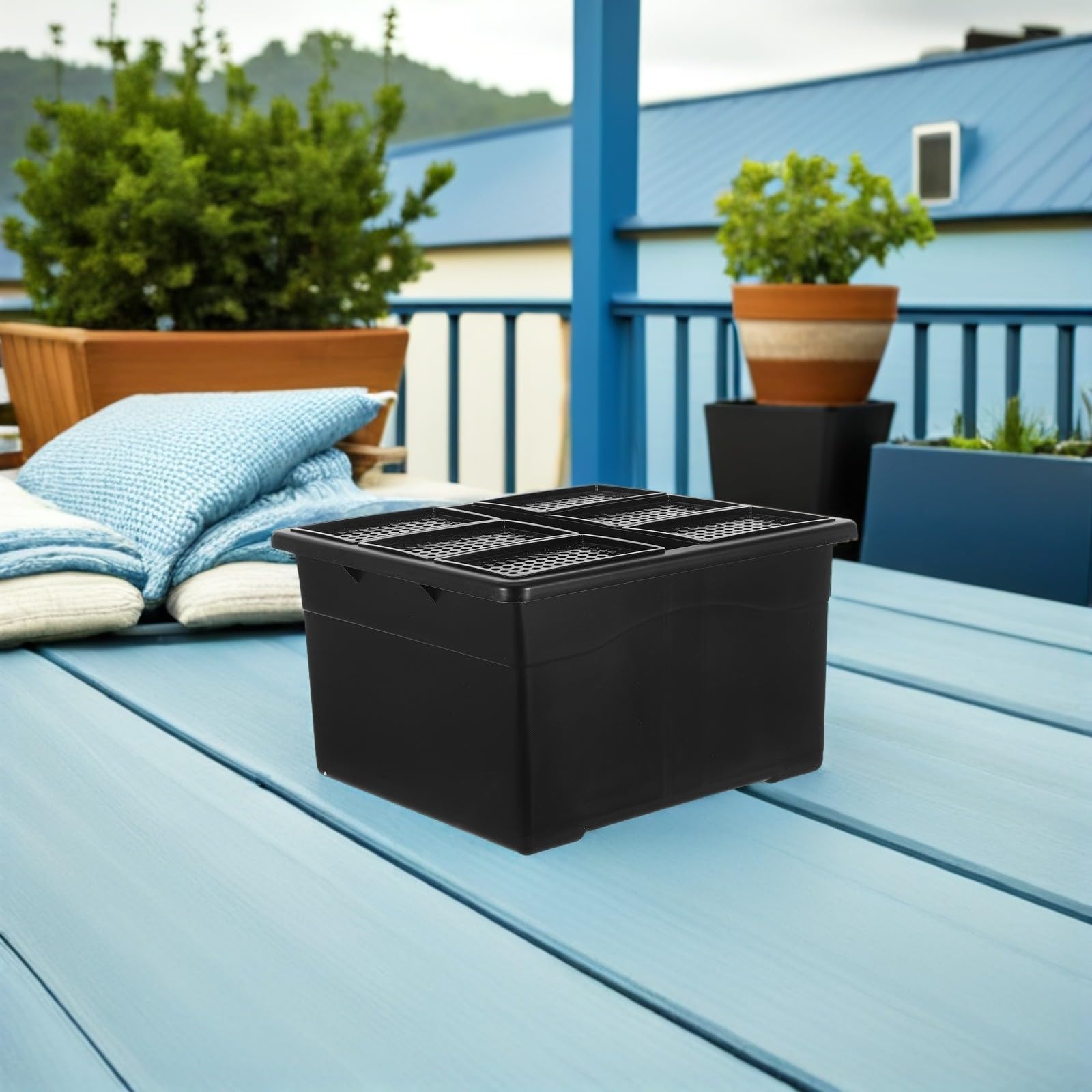 Mikikit 6 Piezas Caja Hidropónica de Laboratorio, Contenedor de Cultivo Hidropónico, 96 Orificios, Plástico Negro, para Propagación de Plantas, Jardinería Interior y Doméstica