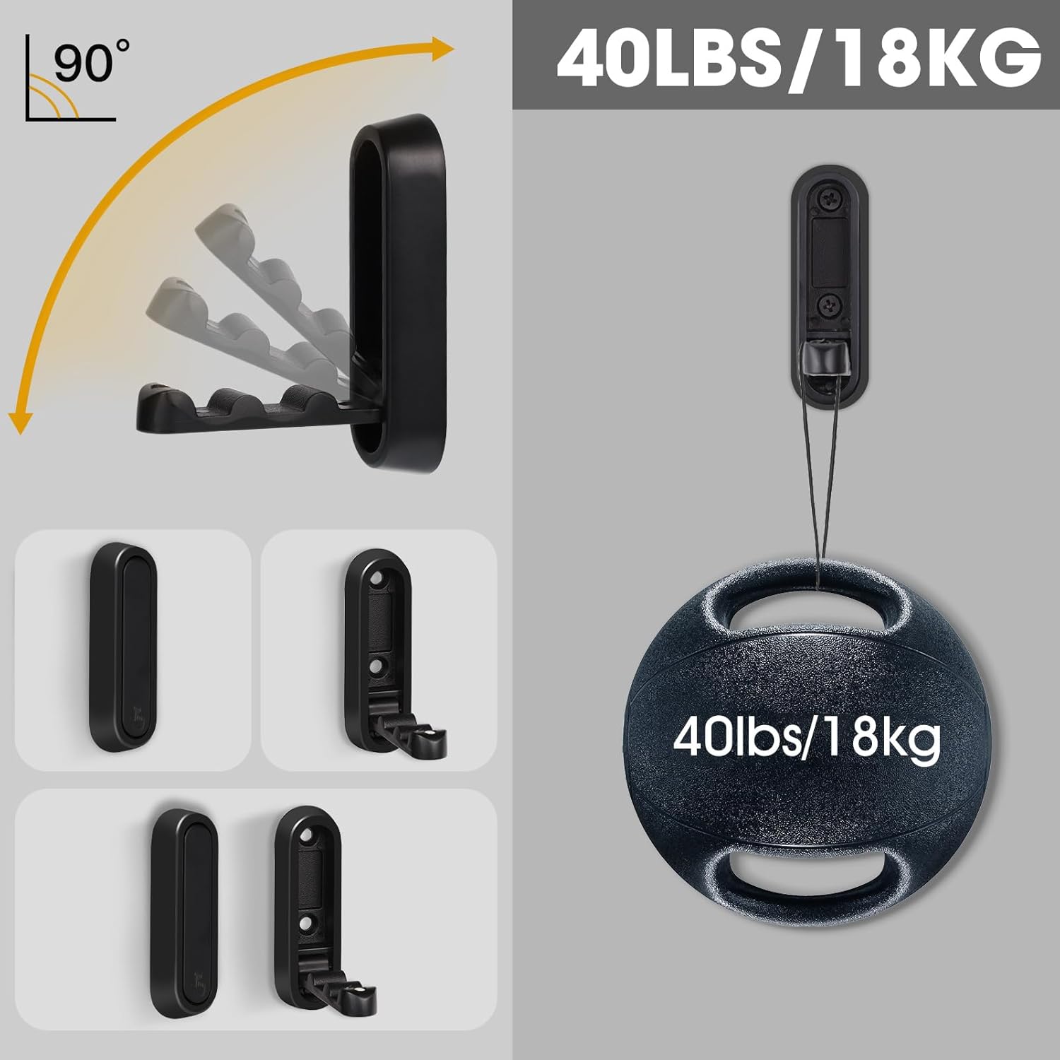 Dntorx Folding Coat Hooks, 6 Pcs Foldable Black Wall Hooks Heavy Duty Foldable Hook Bathroom Towel Hooks Robe Hooks Wall Mounted for Hanging Coat Towels Clothes Hat Bags Keys