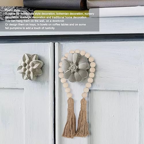 Miniatura 2 de Guirnalda de cuentas de madera de 24 pulgadas con borlas, decoración rústica de campo, oración para colgar en la pared, decoración para regalos y