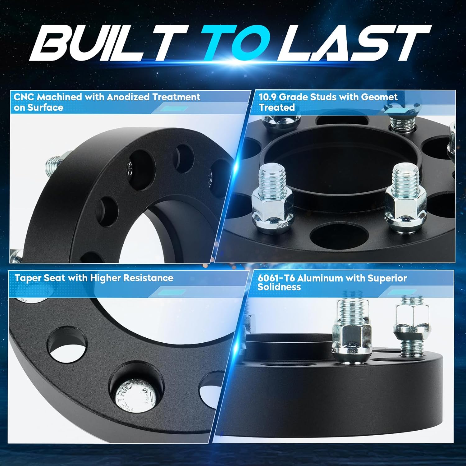 4pcs 6x135 1.5" (38.1mm) Hubcentric Wheel Spacers with 87.1mm Hub Bore Fits 2015-2023 Ford F150 Expedition, Lincoln Navigator M14x1.5 Studs 6 Lug Wheel Adapters