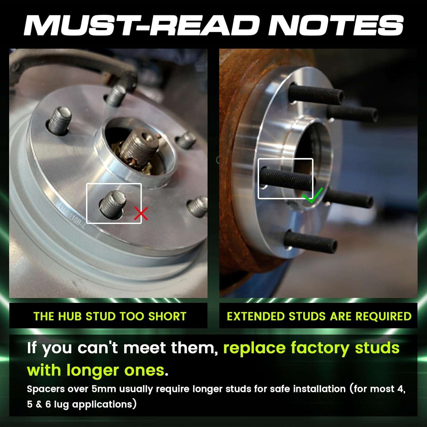 12mm Hubcentric Wheel Spacers 5x115 Compatible For Dodge Charger 2006-2022, Challenger 2008-2022, Magnum 2005-2008, Compatible For Chrysler 300c 2005-2022 (2pcs 71.6mm M14x1.5) Long Studs Required - Image 3