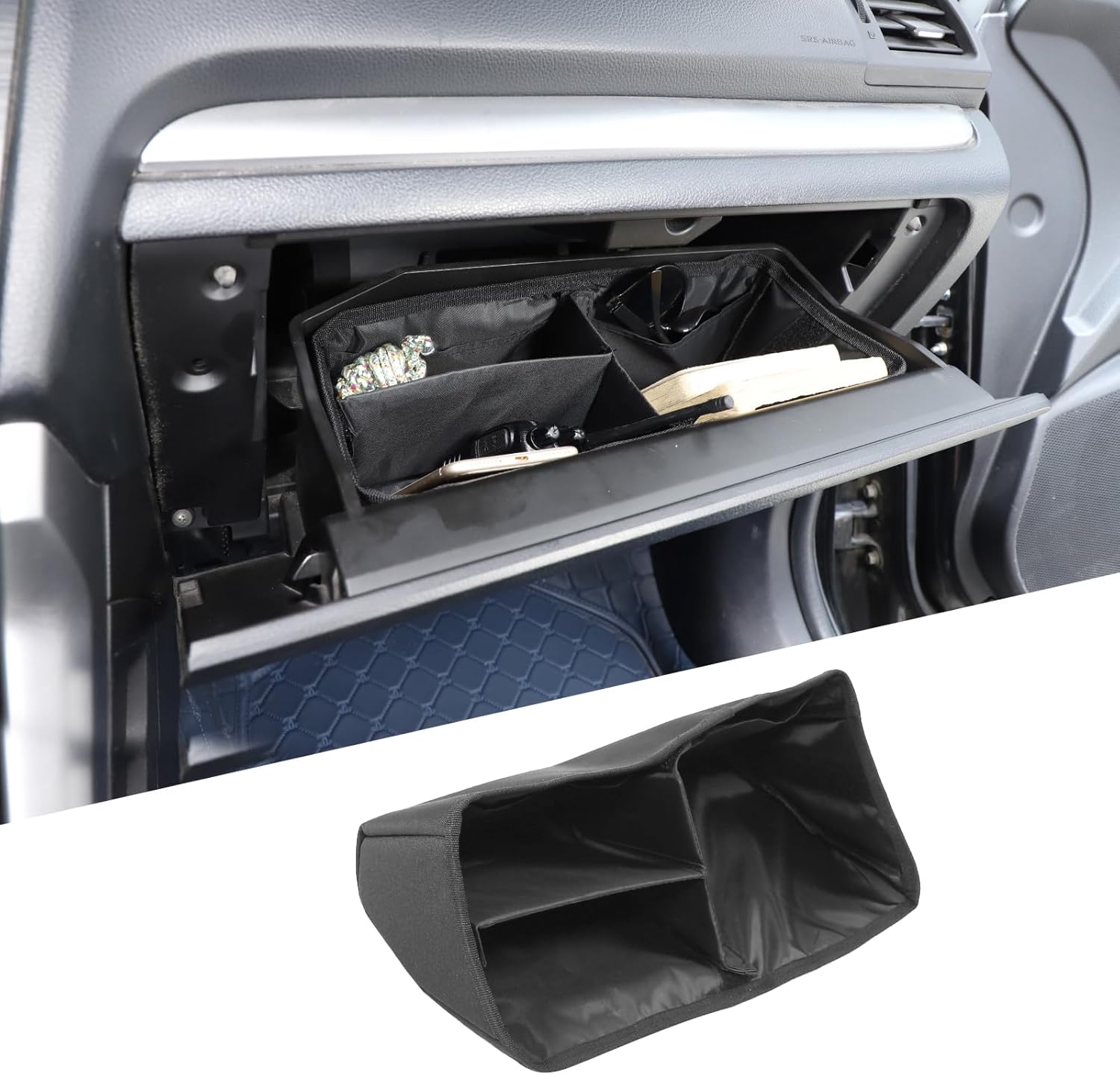 Glove Box Dividers Organizer Compatible with Subaru Forester 2013-2018, Foldable Glove Insert Box Organizer Bag, Oxford Cloth Car Organizer and Storage, Space Saving