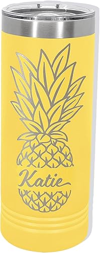 Vaso delgado de piña, grabado personalizado, 22 onzas personalizadas con nombre, elección de color de taza de viaje