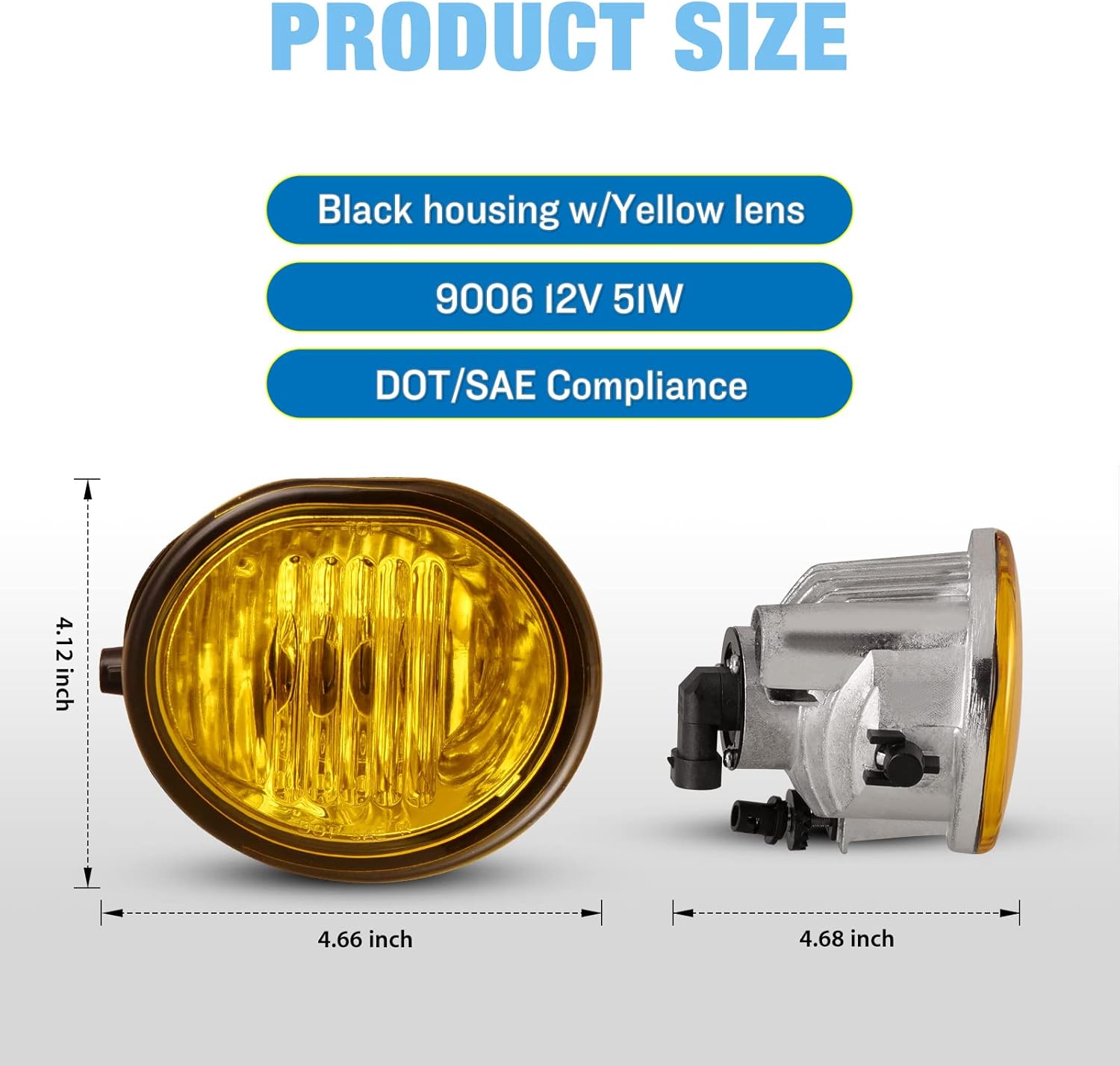 AUTOWIKI Fog Lights Fit For 03-08 Toyota Matrix (not fit 07-08 Matrix XRS), 2003-2008 Toyota Pontiac Vibe With Yellow Lens 2PCS