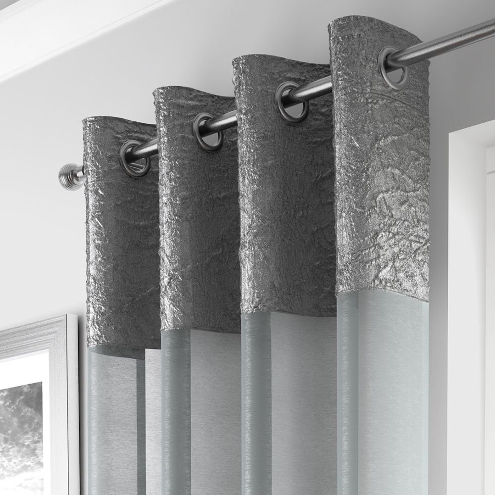 Tony's Textiles Silver Colours Madeira Eyelet Voile Panel - Silver - 90"/229Cm