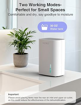 CLEVAST Small Dehumidifier for bathroom, bedroom, Mini, Quiet
