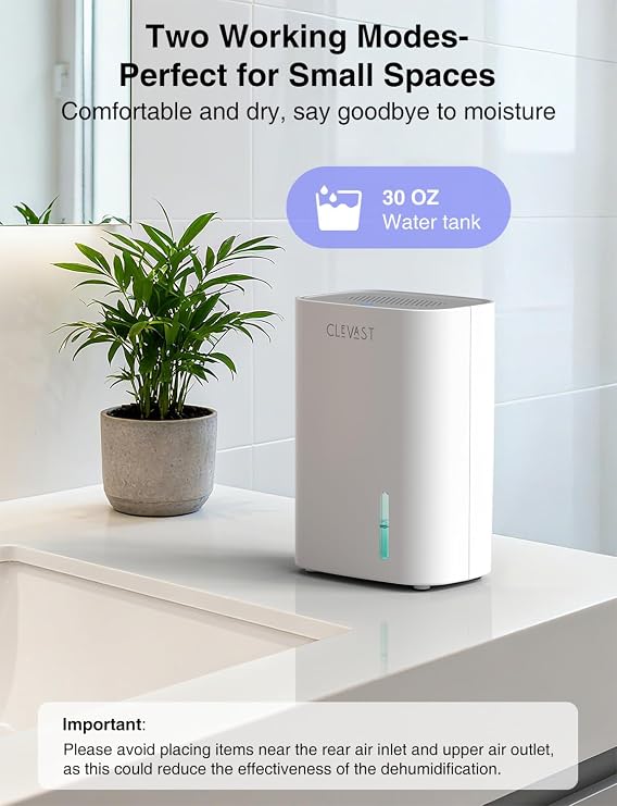 CLEVAST Small Dehumidifier for bathroom, bedroom, Mini, Quiet