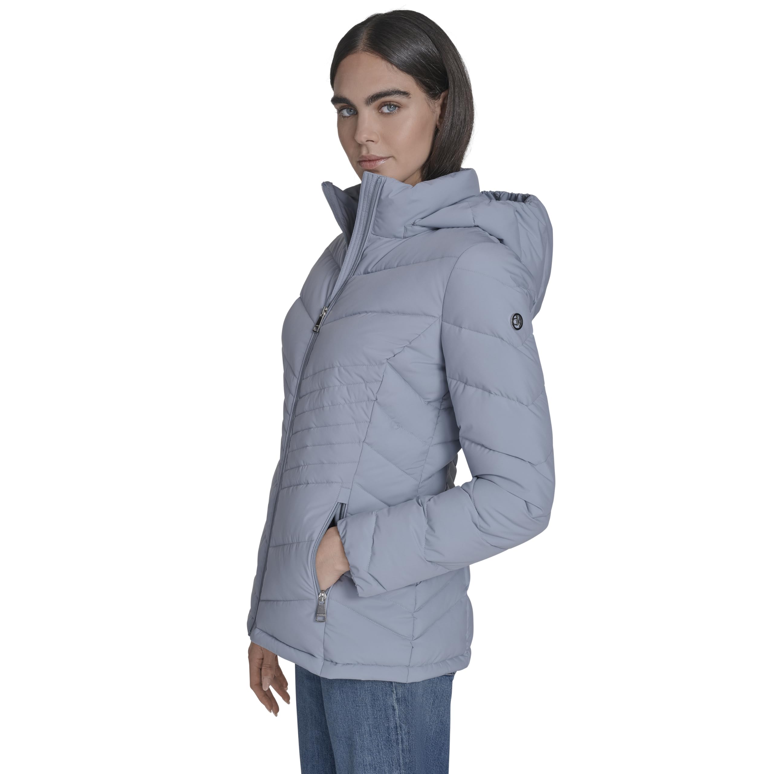 Calvin Klein Lightweight Quilted Hooded Puffer Coat – Stretch Winter Jacket With Pockets Parka Donna (Pacco da 1)