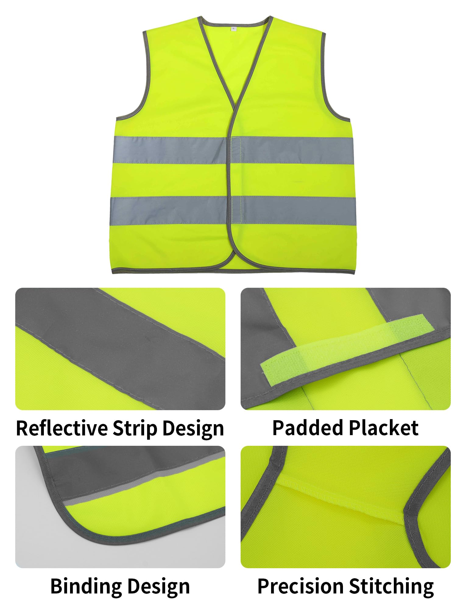 Adigau 10 Pieces Safety Vest Kids Hi-Viz Jackets Kids High Visibility Reflective Vest High Vis Reflective Safety Vest Pupils Reflective Clothing 10 Pack Yellow XS - Image 3