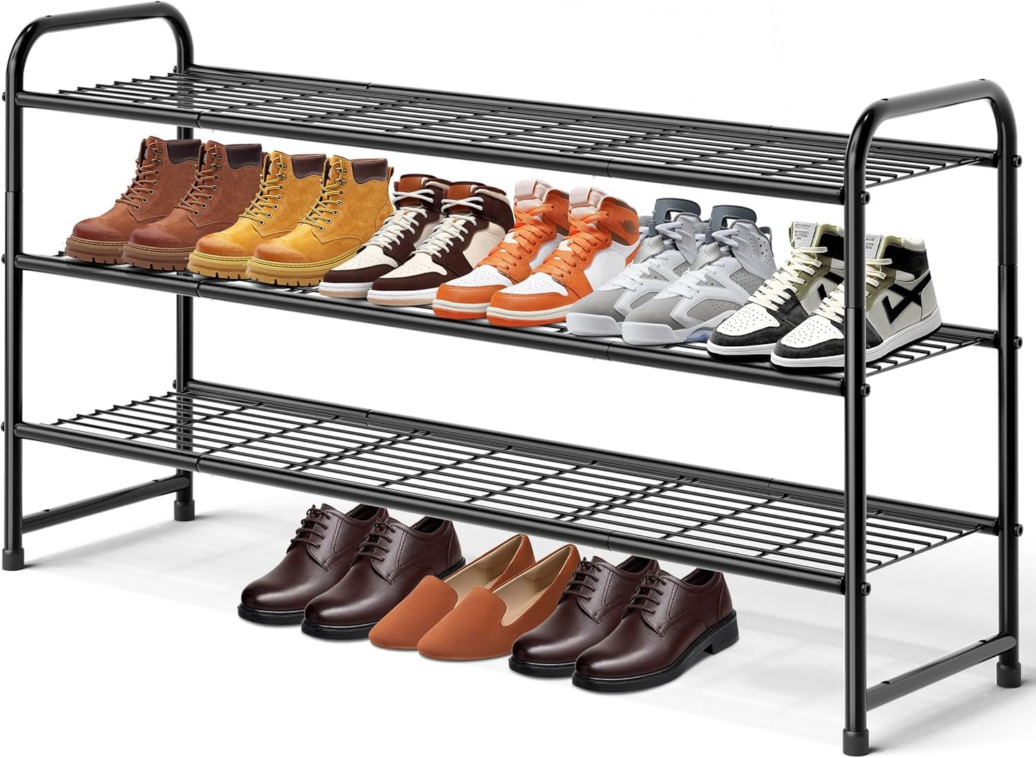 KEETDY Long 3 Tier Shoe Rack and 3-Tier Long Shoe Rack for Closet Entryway