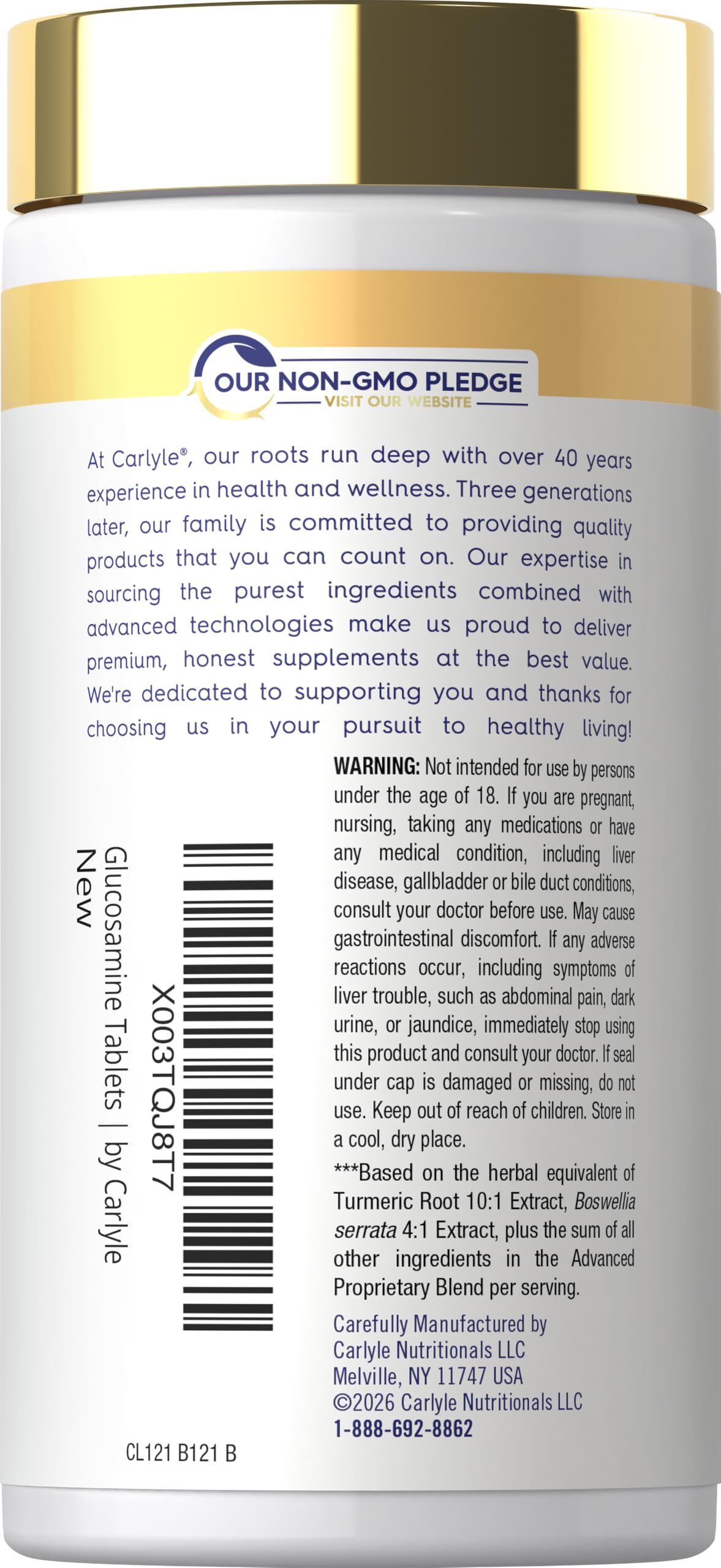 Carlyle Glucosamine Chondroitin MSM | 250 Mini Tablets — Amazon image 3