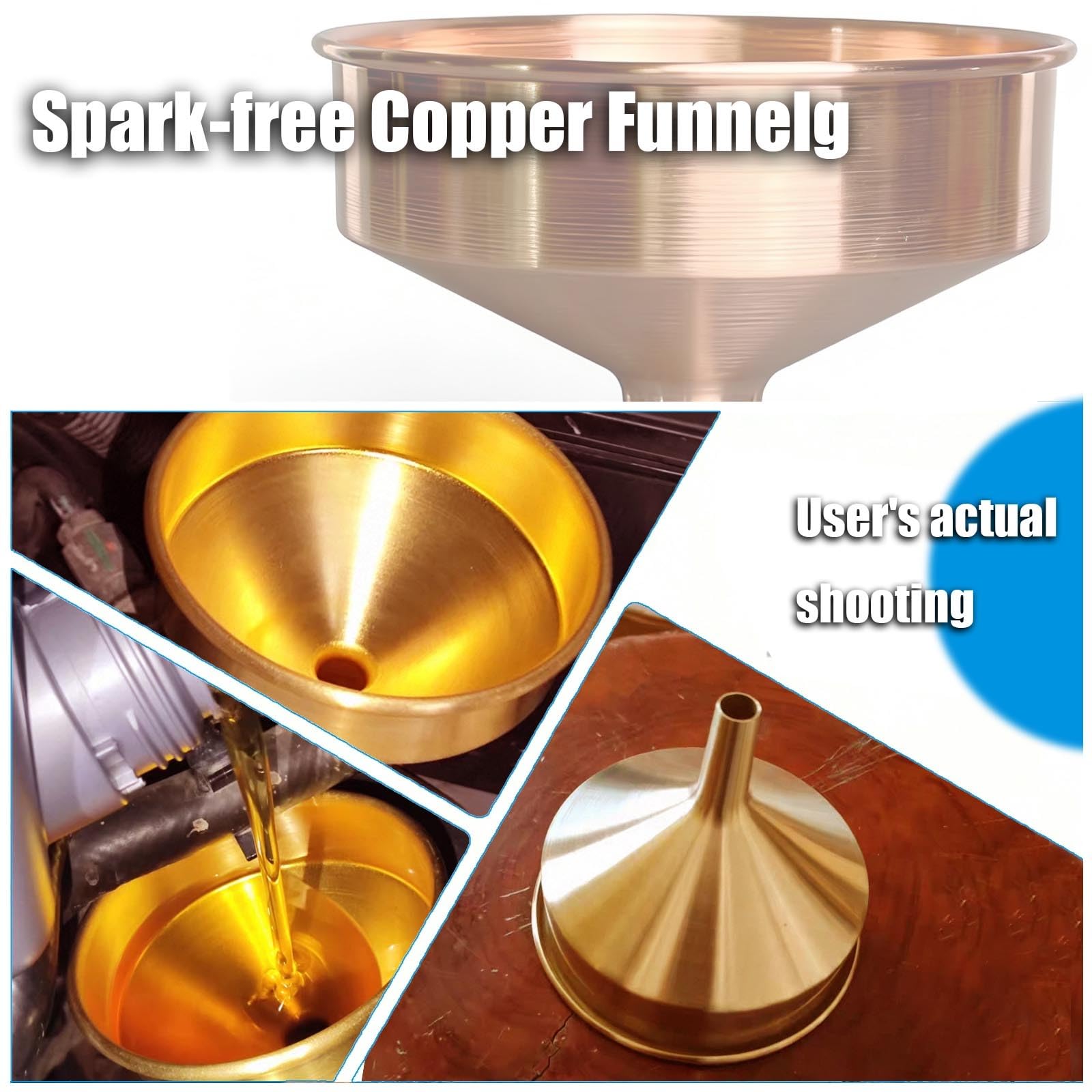 Kupfertrichter, 125 mm, 160 mm, 180 mm, 220 mm, 300 mm, Metalltrichter, funkenfrei, nicht magnetisch, korrosionsbeständig, 1 Stück(125mm/4.92in)