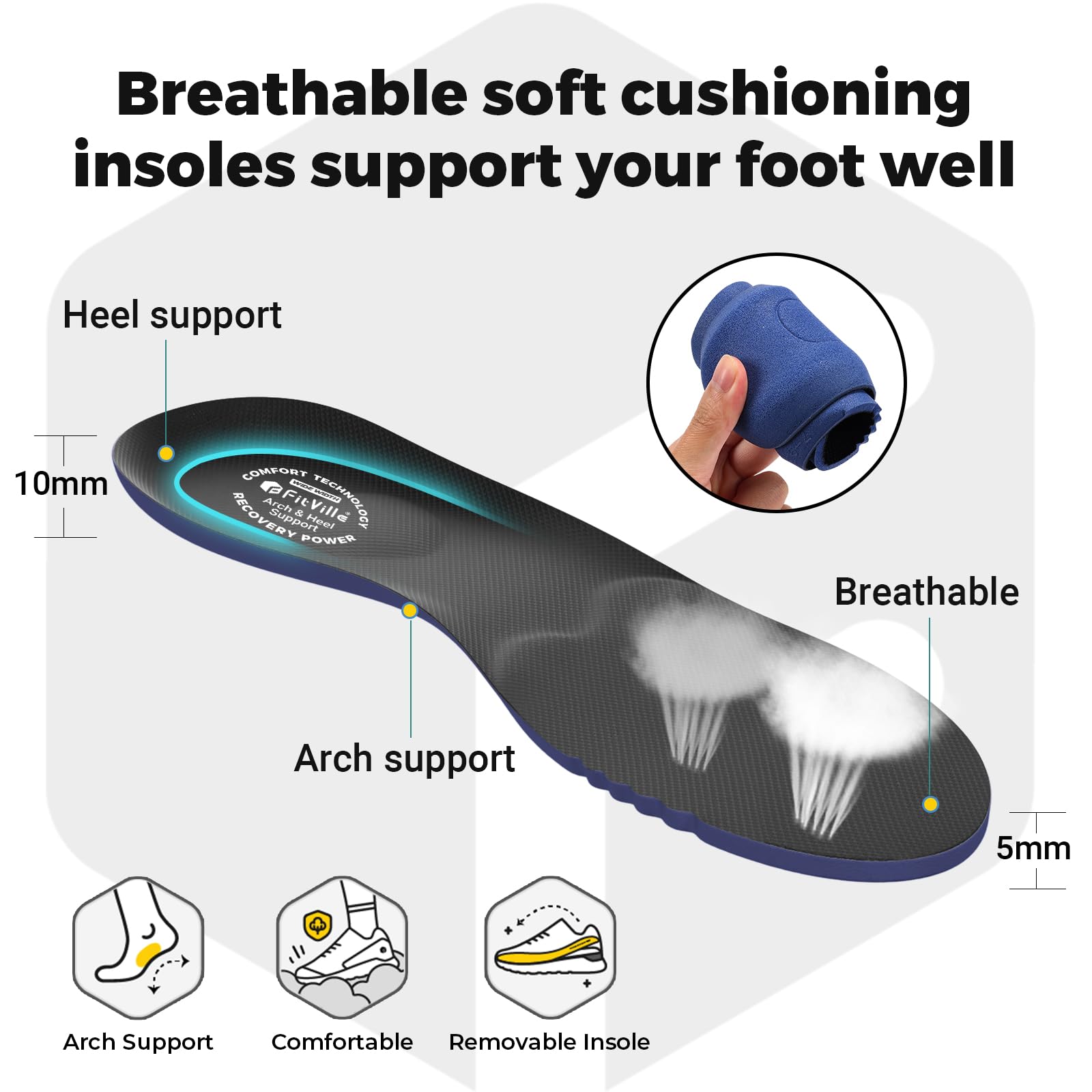 FitVille Sandali Diabetici Uomo Scarpe Ortopediche Larghe Sandalo Comodo per Anziani Fascite Plantare Piedi Gonfi