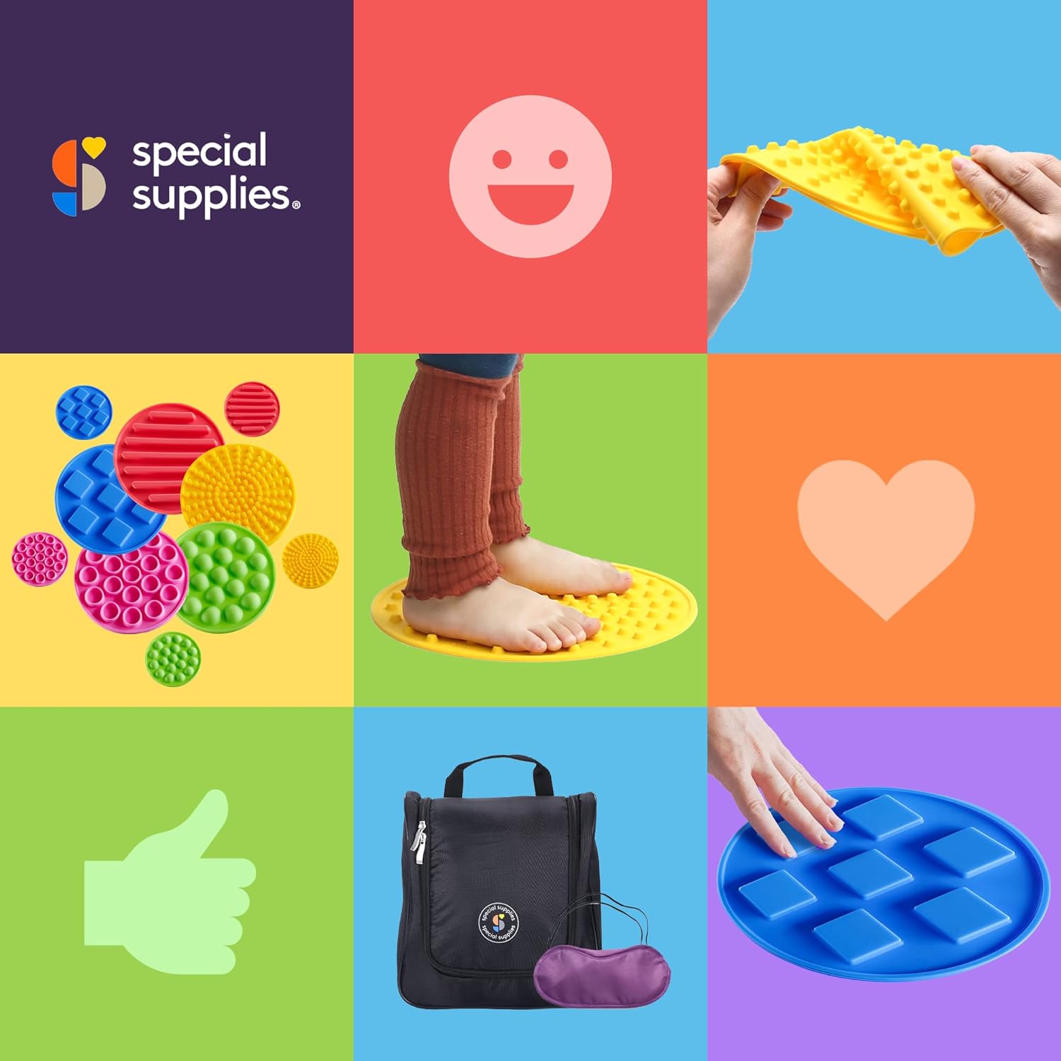 Special Supplies Matching Game Sensory Discs, 5 Sets, Tactile Stimulation for Kids, Supports Autistic and Processing Challenges, Calming and Stimulating Early Learning Play, Eye Mask Included : Health & Household