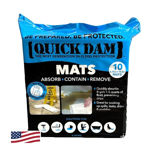 Quick Dam WUM-10 Super Absorbent Mats, 10-Pack, 6.75" x 16.5"