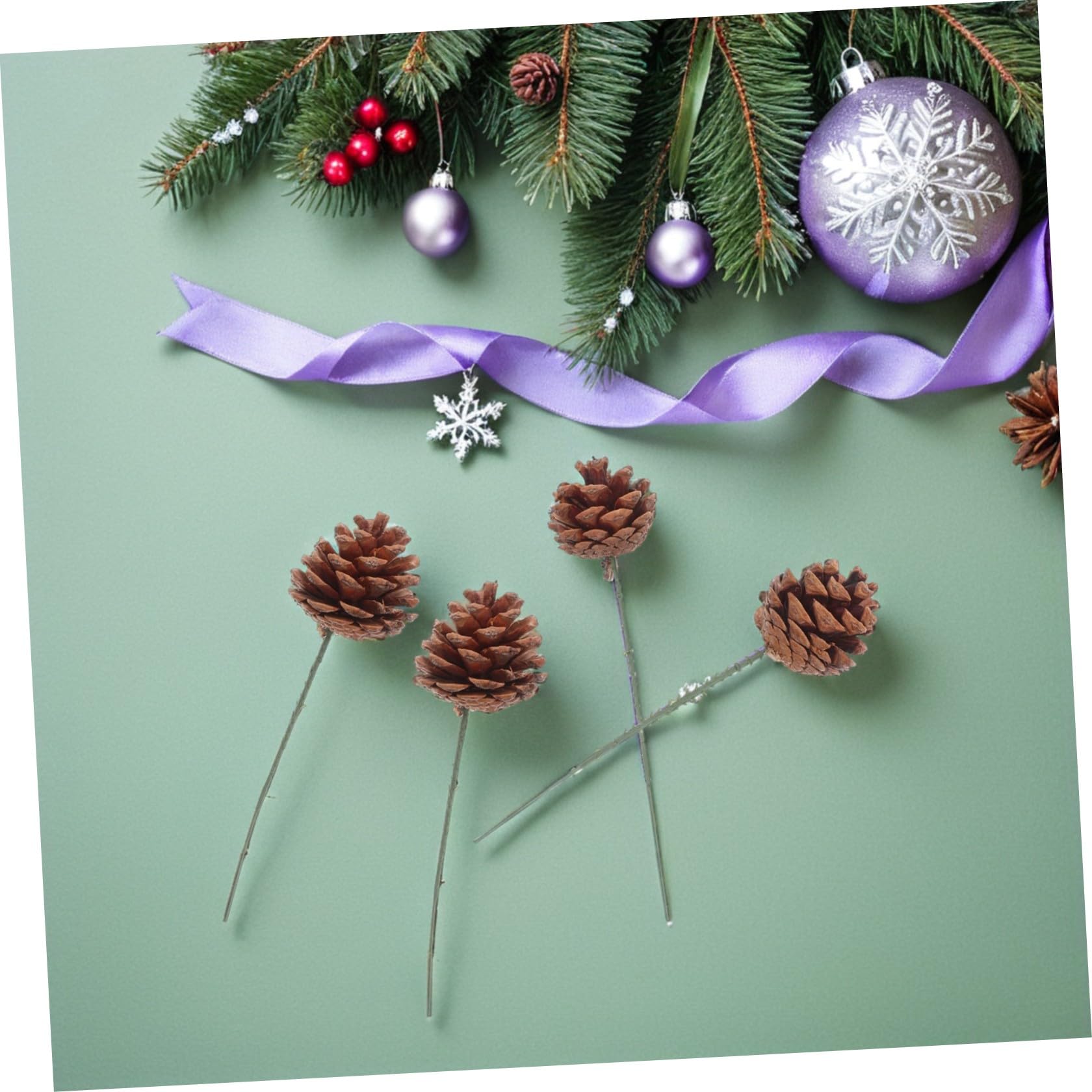 SHINEOFI 30 Pezzi Pigne Natalizie Decorative in Legno Gambo in Ferro, Pigne Naturali Stile per Decorazioni Natalizie, Centrotavola e Composizioni Fai da Te per Natale