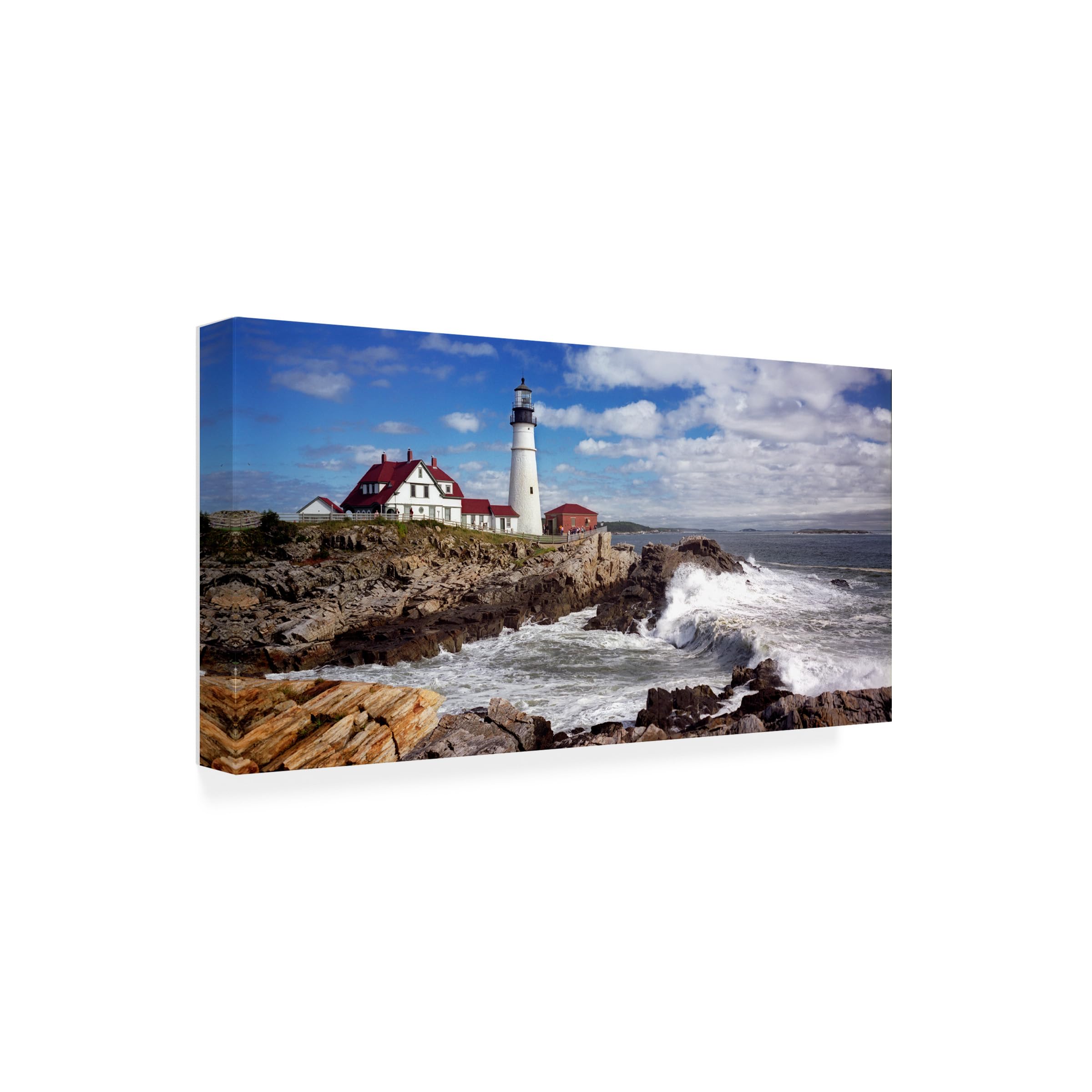 Wrapped Canvas Wall Art - Mike Jones Photo Portland Head Light Wall Art for Living Room Bedroom or